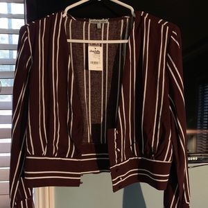 Burgundy and white crop top